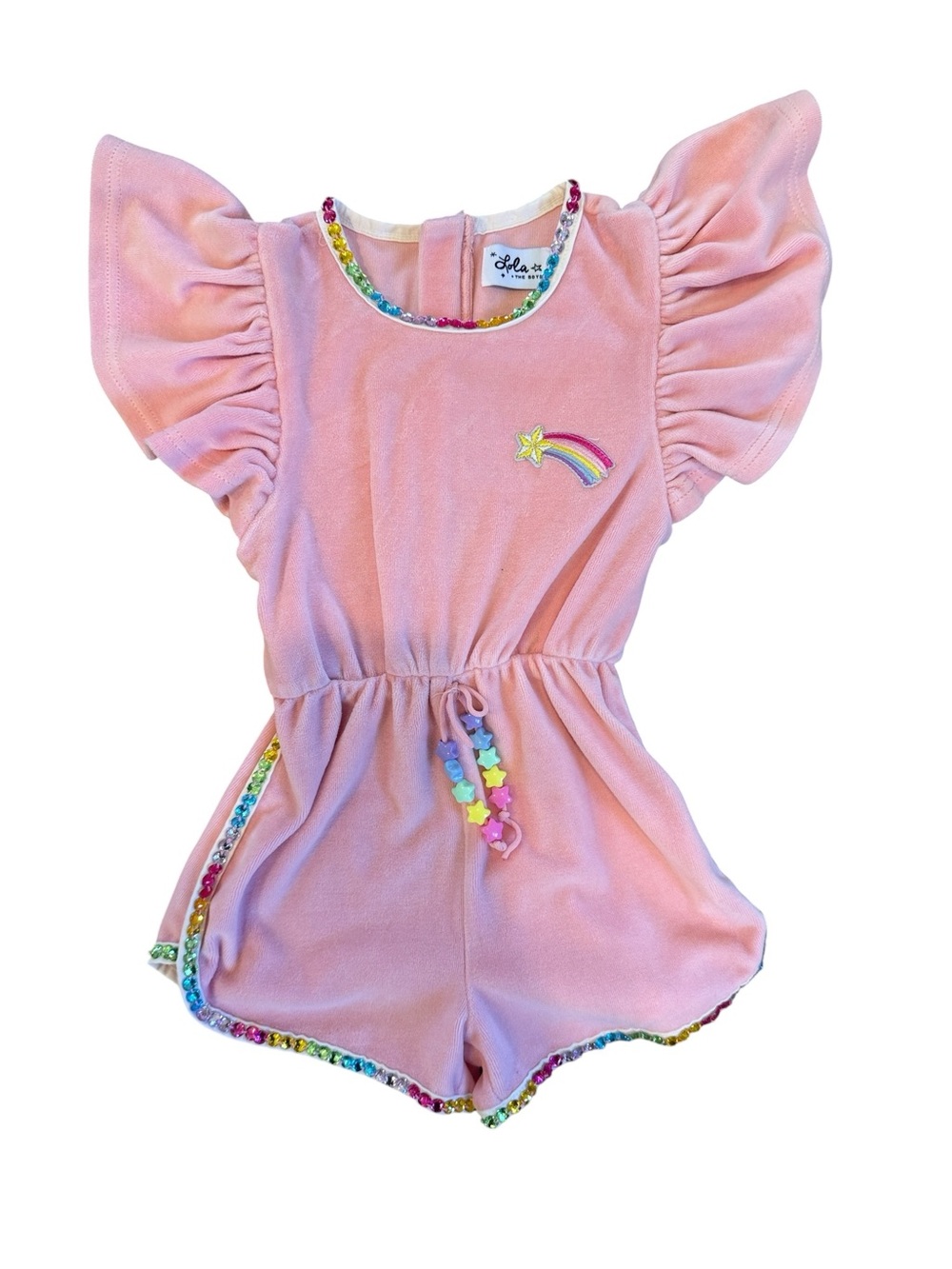 Lola & The Boys Pink Girls' Rainbow Star Romper -